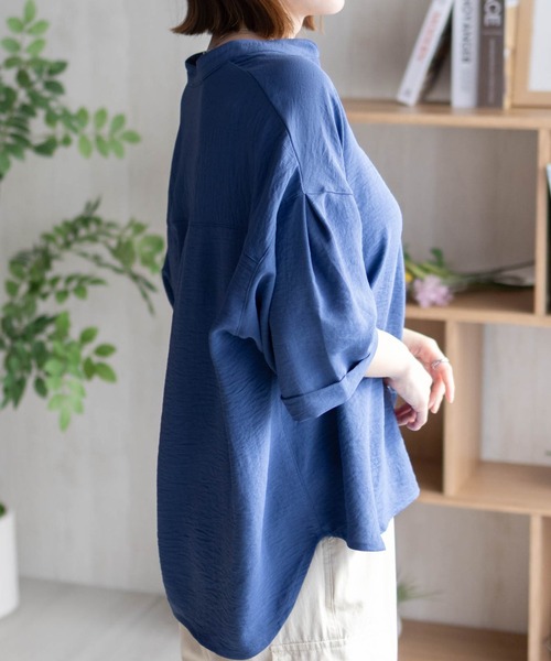 NAVY（ネイビー）の「nAvy SARARI ウェーブスキッパーシャツ（シャツ/ブラウス・レディース・ブラック/ブルー/オレンジ/ベージュ/チャコールグレー・M/L）」の9枚目の写真