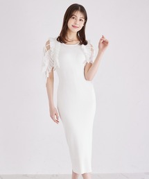 ZOZO限定】バックリボンシアーフラワードッキングワンピース