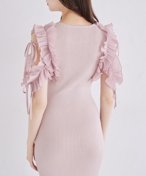 tocco closet リボン付きシフォンプリーツフリル切り替え