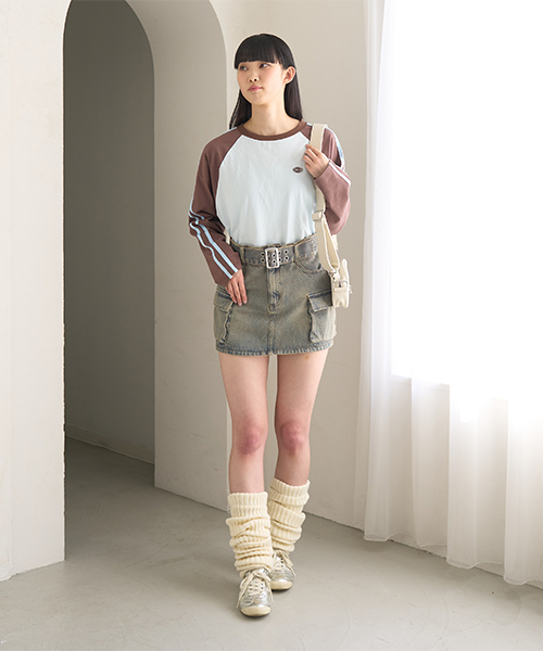 Mi-je(ミジェ)の「ベルトつきデニムカーゴスカート【韓国ファッション】(スカート・レディース・ネイビー/グレー・S/M)」の18枚目の写真