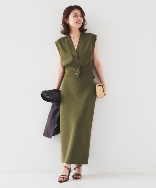 ⭐︎美品⭐︎UNTITLED アンタイトル　Wブレスト ミドル丈　ブルー　Mサイズ 日本製】ミディ丈ノーカラーコート（ノーカラーコート