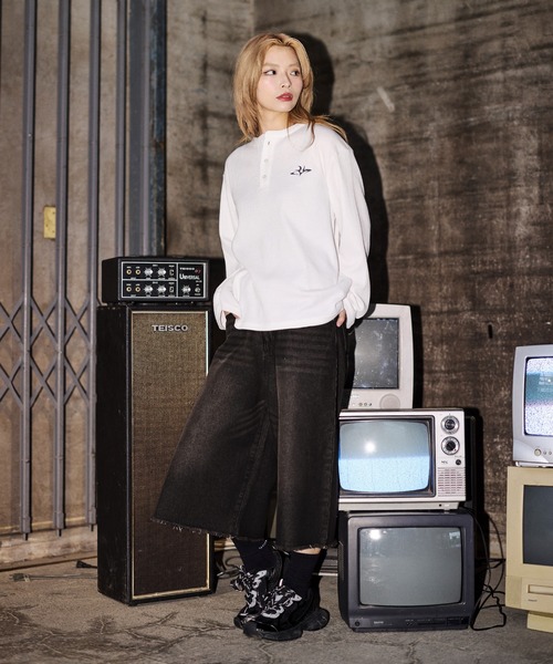 MSG（エムエスジー）の「ヴィンテージ加工オーバーバギージョーツ　ハーフデニム【UNISEX】（デニムパンツ・メンズ・ブラック/ブルー/カモフラージュ/ブラウン/ブラック系/ブルー系・S/M/L/XL）」の13枚目の写真