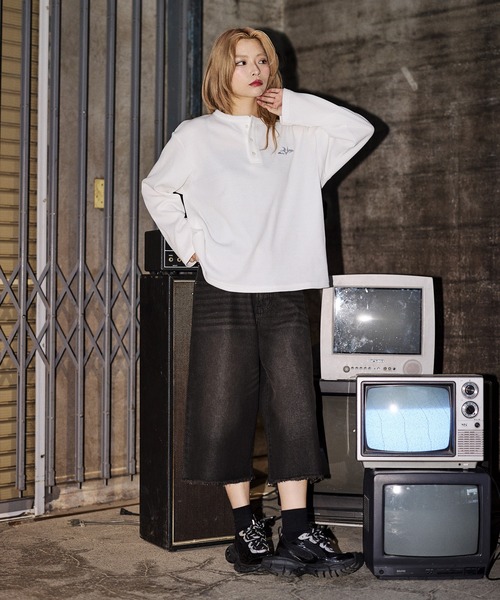 MSG（エムエスジー）の「ヴィンテージ加工オーバーバギージョーツ　ハーフデニム【UNISEX】（デニムパンツ・メンズ・ブラック/ブルー/カモフラージュ/ブラウン/ブラック系/ブルー系・S/M/L/XL）」の16枚目の写真