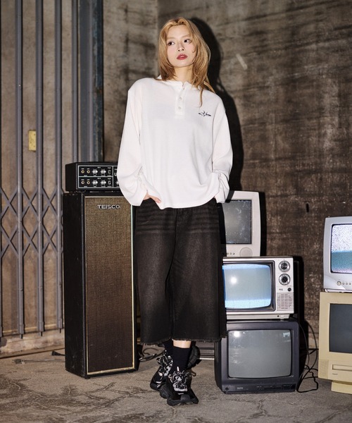 MSG（エムエスジー）の「ヴィンテージ加工オーバーバギージョーツ　ハーフデニム【UNISEX】（デニムパンツ・メンズ・ブラック/ブルー/カモフラージュ/ブラウン/ブラック系/ブルー系・S/M/L/XL）」の17枚目の写真