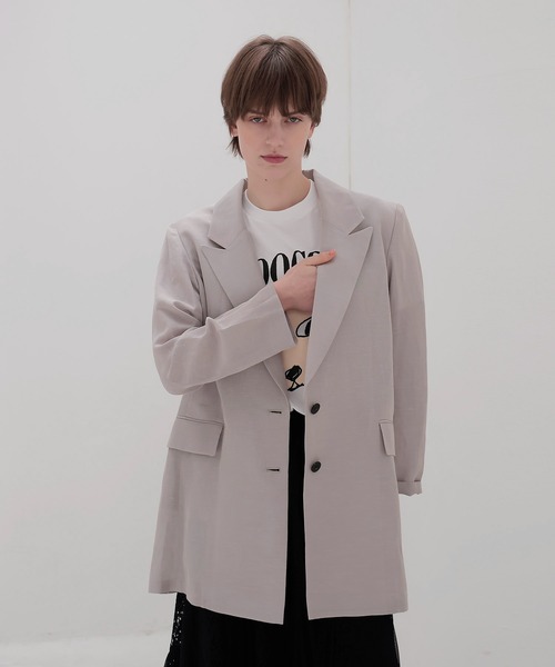 DRESSLAVE(ドレスレイブ)の「B7 / linen slab boyfriend jacket(リネンスラブボーイフレンドジャケット)(テーラードジャケット・レディース・ベージュ/ブラック・38)」の7枚目の写真