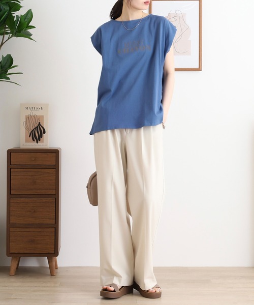 Arinomama（アリノママ）の「タックフレンチスリーブ（Tシャツ/カットソー・レディース・ブラック/コーラル/ダークブルー/ホワイト・FREE）」の16枚目の写真