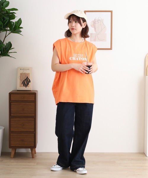 Arinomama（アリノママ）の「タックフレンチスリーブ（Tシャツ/カットソー・レディース・ブラック/コーラル/ダークブルー/ホワイト・FREE）」の20枚目の写真