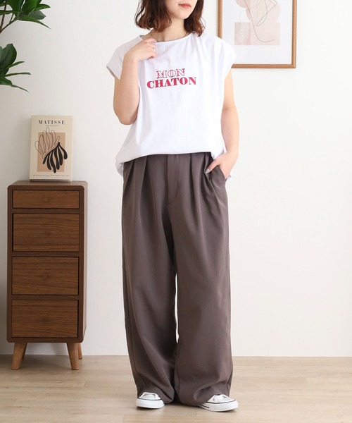 Arinomama（アリノママ）の「タックフレンチスリーブ（Tシャツ/カットソー・レディース・ブラック/コーラル/ダークブルー/ホワイト・FREE）」の8枚目の写真