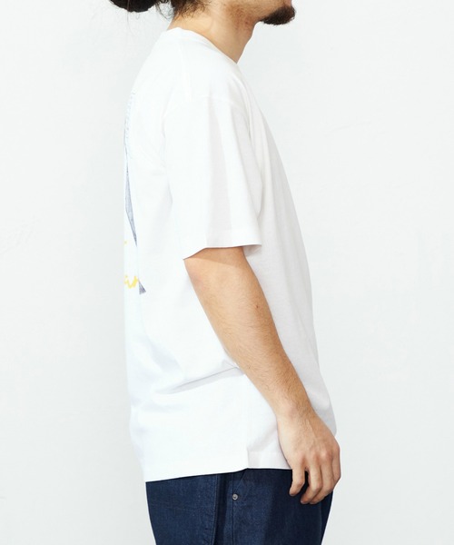 関税込【 】 Jeans バックプリント Tシャツ セール】 バックロゴプリント 布帛切替 半袖Tシャツ （Tシャツ