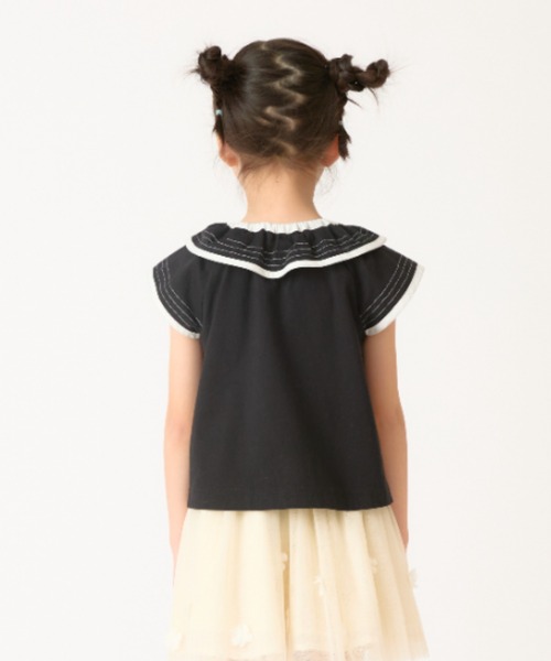 HAKKA KIDS(ハッカキッズ)の「ラグランフレア袖Tシャツ(Tシャツ/カットソー・キッズ・ブラック/ホワイト・120cm/130cm)」の4枚目の写真