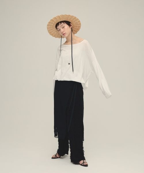 eL（エル）の「【eL】Embroidery Lace Wrap Skirt/291438（スカート・レディース・オフホワイト/ブラック・FREE）」の9枚目の写真