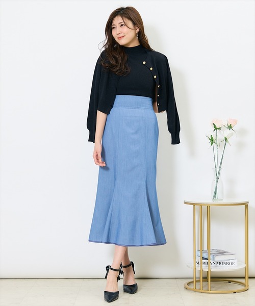 SWINGLE（スウィングル）の「パイピングヘム美シルエットマーメイドスカート（スカート・レディース・ベージュ/ネイビー/ブルー・MEDIUM/SMALL）」の12枚目の写真