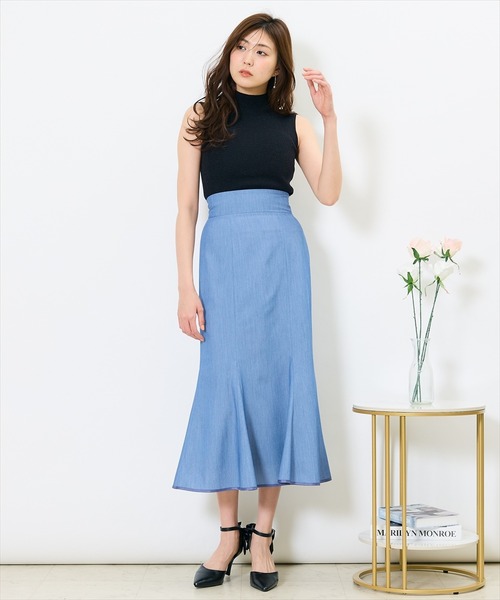 SWINGLE（スウィングル）の「パイピングヘム美シルエットマーメイドスカート（スカート・レディース・ベージュ/ネイビー/ブルー・MEDIUM/SMALL）」の13枚目の写真