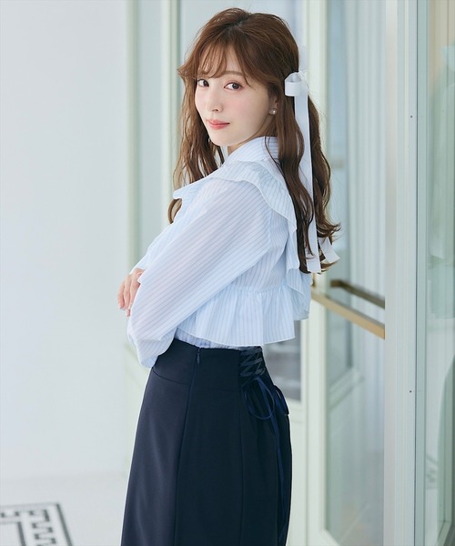 SWINGLE（スウィングル）の「パイピングヘム美シルエットマーメイドスカート（スカート・レディース・ベージュ/ネイビー/ブルー・MEDIUM/SMALL）」の11枚目の写真