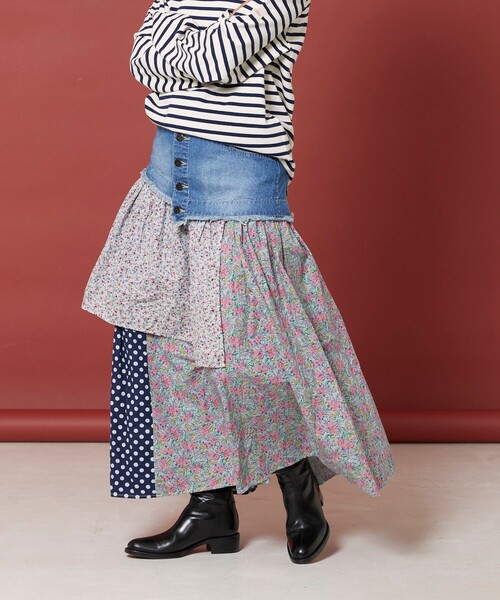 セール】Freada/フリーダ デニム パッチワーク スカート（スカート