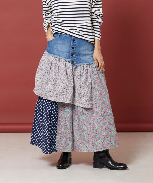 Freada(フリーダ)の「Freada/フリーダ デニム パッチワーク スカート(スカート・レディース・ネイビー/ブルー・S/M)」の14枚目の写真