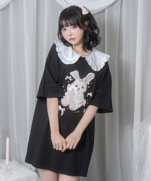 アイスリボンハニーちゃん襟付きTシャツ（Tシャツ/カットソー