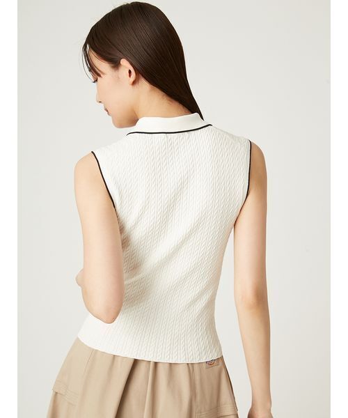 FRAY I.D（フレイアイディー）の「ノースリーブケーブルニットポロ／ウォッシャブル（ニット/セーター・レディース・ブラック/ライトブルー/アイボリー/グリーン・FREE）」の12枚目の写真