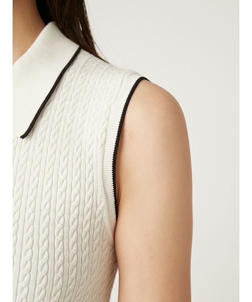 FRAY I.D（フレイアイディー）の「ノースリーブケーブルニットポロ／ウォッシャブル（ニット/セーター・レディース・ブラック/ライトブルー/アイボリー/グリーン・FREE）」の15枚目の写真