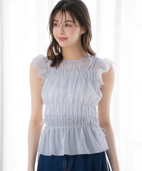 NOELA(ノエラ)の「シャーリングブラウス(シャツ/ブラウス・レディース・サックスブルー/ブラック/オフホワイト・フリー)」の3枚目の写真