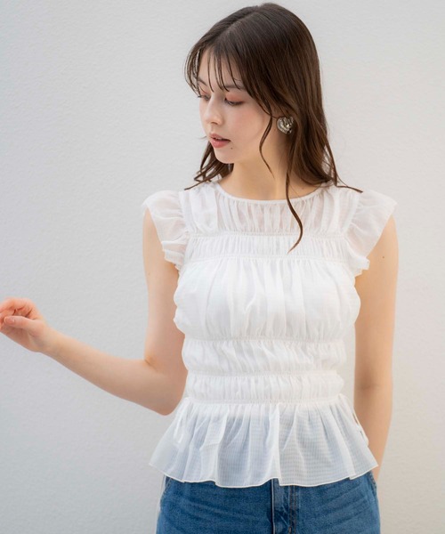 ノエラ Noela シャーリングTEEシャツ （オフホワイト） ノエラ Noela シャーリングTEEシャツ （オフホワイト