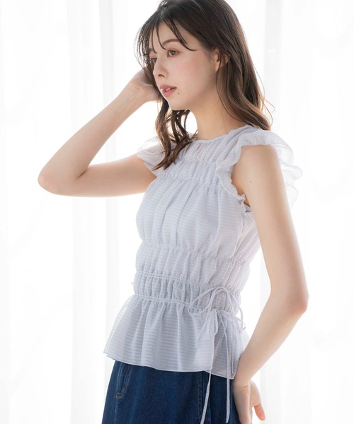 NOELA(ノエラ)の「シャーリングブラウス(シャツ/ブラウス・レディース・サックスブルー/ブラック/オフホワイト・フリー)」の7枚目の写真