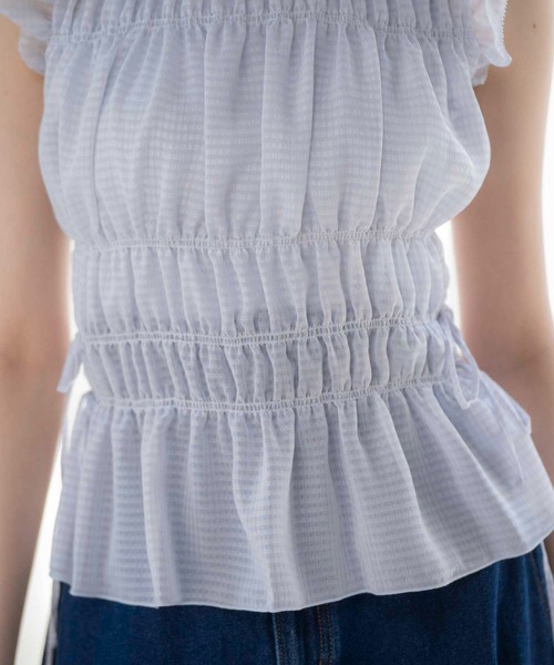 NOELA(ノエラ)の「シャーリングブラウス(シャツ/ブラウス・レディース・サックスブルー/ブラック/オフホワイト・フリー)」の10枚目の写真