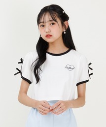 PINKHUNT（ピンクハント）の「PINKHUNT ピンクハント リボン付き 2本ライン Tシャツ 0602K（Tシャツ/カットソー・キッズ）」