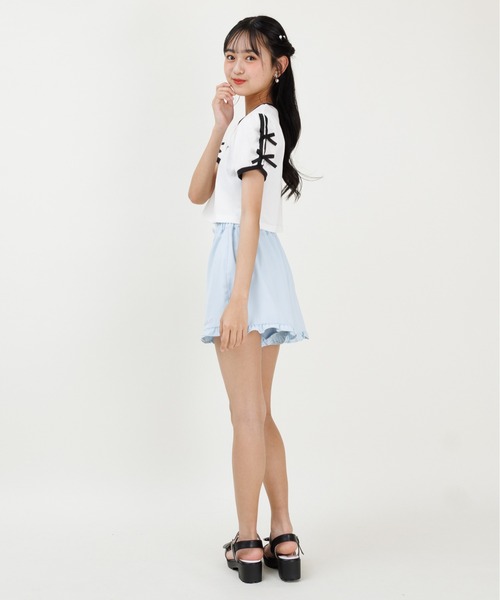 PINKHUNT（ピンクハント）の「PINKHUNT ピンクハント リボン付き 2本ライン Tシャツ 0602K（Tシャツ/カットソー・キッズ・ホワイト/ブラック・120cm/130cm/140cm/150cm/160cm）」の12枚目の写真