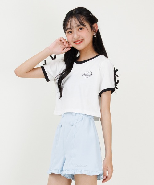 PINKHUNT（ピンクハント）の「PINKHUNT ピンクハント リボン付き 2本ライン Tシャツ 0602K（Tシャツ/カットソー・キッズ・ホワイト/ブラック・120cm/130cm/140cm/150cm/160cm）」の15枚目の写真