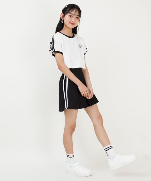 PINKHUNT（ピンクハント）の「PINKHUNT ピンクハント リボン付き 2本ライン Tシャツ 0602K（Tシャツ/カットソー・キッズ・ホワイト/ブラック・120cm/130cm/140cm/150cm/160cm）」の16枚目の写真