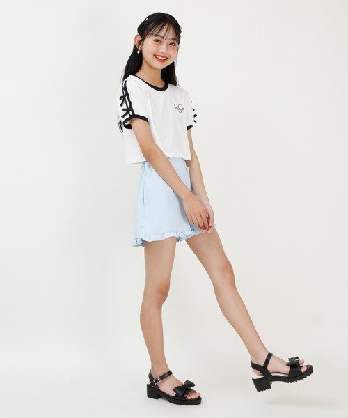 PINKHUNT（ピンクハント）の「PINKHUNT ピンクハント リボン付き 2本ライン Tシャツ 0602K（Tシャツ/カットソー・キッズ・ホワイト/ブラック・120cm/130cm/140cm/150cm/160cm）」の13枚目の写真