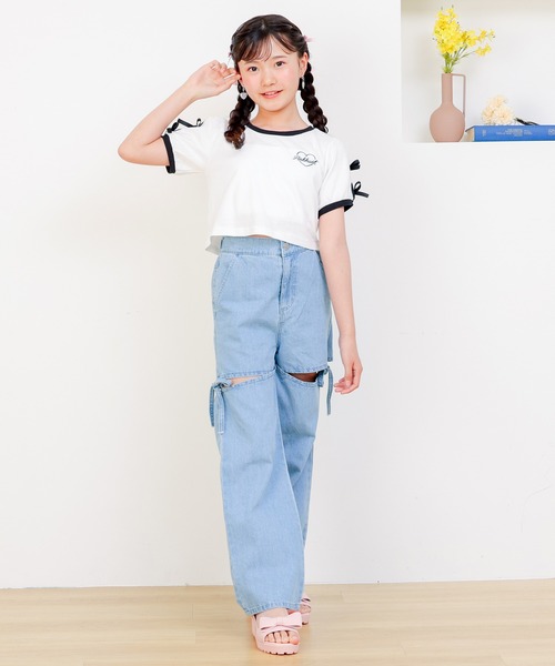 PINKHUNT（ピンクハント）の「PINKHUNT ピンクハント リボン付き 2本ライン Tシャツ 0602K（Tシャツ/カットソー・キッズ・ホワイト/ブラック・120cm/130cm/140cm/150cm/160cm）」の22枚目の写真