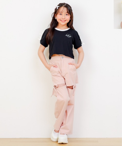 PINKHUNT（ピンクハント）の「PINKHUNT ピンクハント リボン付き 2本ライン Tシャツ 0602K（Tシャツ/カットソー・キッズ・ホワイト/ブラック・120cm/130cm/140cm/150cm/160cm）」の6枚目の写真