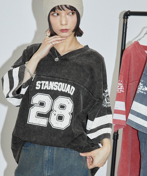 ヴィンテージ加工 ゲームデザイン ナンバリングビッグホッケーTシャツ