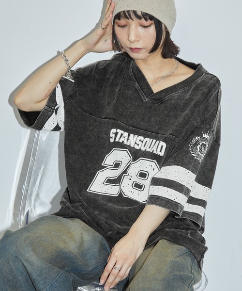 Anchor Smith(アンカー スミス)の「ヴィンテージ加工 ゲームデザイン ナンバリングビッグホッケーTシャツ(Tシャツ/カットソー・レディース・ブラック/レッド/ネイビー・M/L)」の18枚目の写真