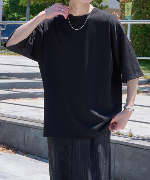 epnok(エプノック)の「ベーシックルーズ半袖ポンチTee(Tシャツ/カットソー・メンズ・オフホワイト/ブラック/グレイッシュブルー・LARGE/MEDIUM/SMALL)」の2枚目の写真