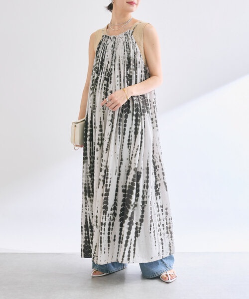 RIVE DROITE（リヴドロワ）の「【à Nice （ア ・ニース）】タイダイプリントキャミドレス（ワンピース・レディース・ブラック/カーキ・FREE）」の3枚目の写真