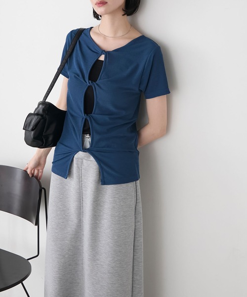 RIKA × forksy. 】ツイストデザイン 2way 半袖クルーネック コンパクト