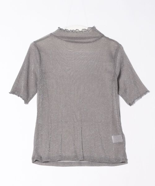TRIANGLE PALETTE(トライアングルパレット)の「シアーラメ ハイネック半袖トップス /五分袖T(Tシャツ/カットソー・レディース・ホワイト/ブラック/グレー/オフホワイト・FREE)」の5枚目の写真