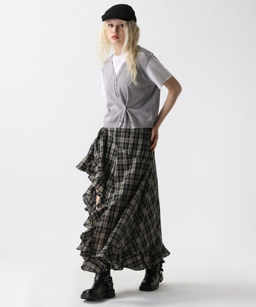 FOREVER 21（フォーエバー トゥエンティーワン）の「【2025SS】イレヘムロングスカート（スカート・レディース・チェック・FREE）」の2枚目の写真