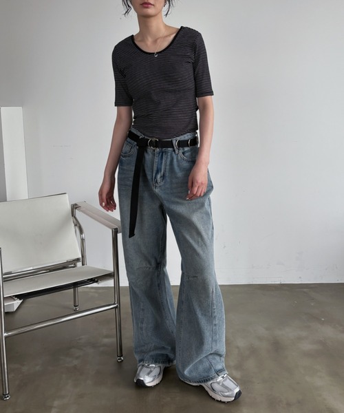 bita.（ビタ）の「バックオープンカップ付きリブトップス（Tシャツ/カットソー・レディース・ブラック/ホワイト・FREE）」の3枚目の写真