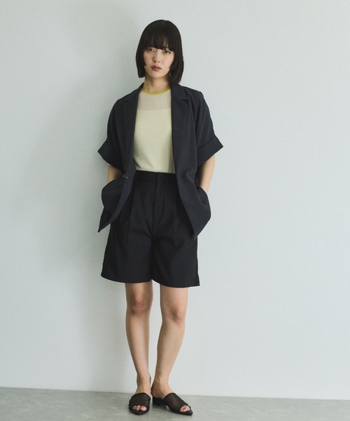 VICKY（ビッキー）の「タンブラーオックスハーフスリーブジャケット≪手洗い可能≫（テーラードジャケット・レディース・イエロー/ライトグレー/チャコールグレー・M）」の10枚目の写真