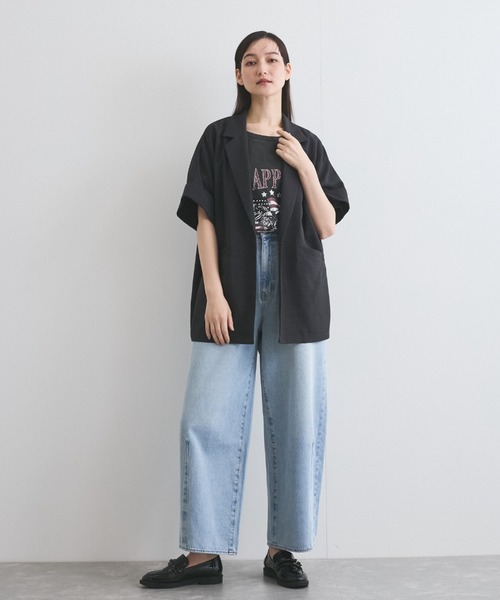 VICKY（ビッキー）の「タンブラーオックスハーフスリーブジャケット≪手洗い可能≫（テーラードジャケット・レディース・イエロー/ライトグレー/チャコールグレー・M）」の14枚目の写真