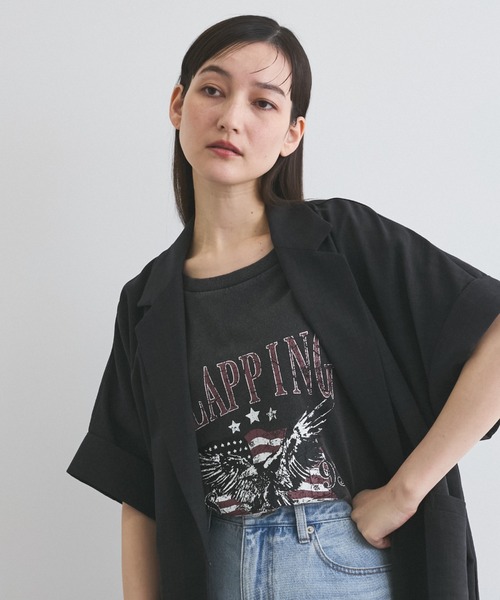 VICKY（ビッキー）の「タンブラーオックスハーフスリーブジャケット≪手洗い可能≫（テーラードジャケット・レディース・イエロー/ライトグレー/チャコールグレー・M）」の13枚目の写真