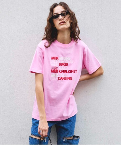 IN THE MOOD FOR LOVE 売れ筋商品|||イン・ザ・モード・フォー・ラブ Tシャツ トップス レディース Tops Pink ハートロゴTシャツ FX22S196【Fano Studios】-ファッション通販