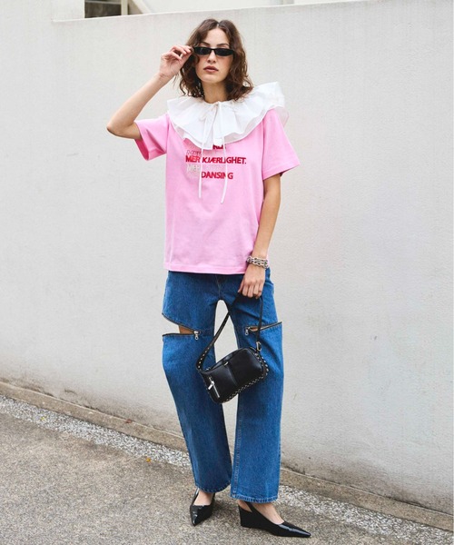 tシャツ LOVE LIFF Embroidery T-shirt/LOVE LIFFエンブロイダリーTシャツ「MAISON SPECIAL/メゾンス LOVE LIFF Embroidery T-shirt/LOVE LIFFエンブロイダリーT