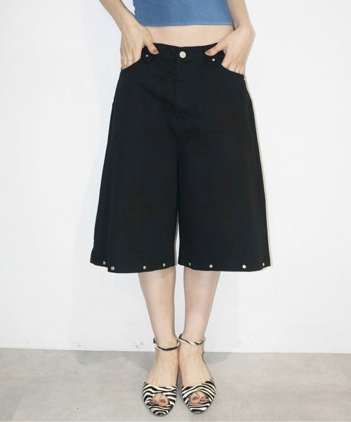 musubore(ムスボレ)の「【 select 】studs bermuda black denim PT / スタッズバミューダパンツ(デニムパンツ・レディース・ブラック・L/M)」の15枚目の写真