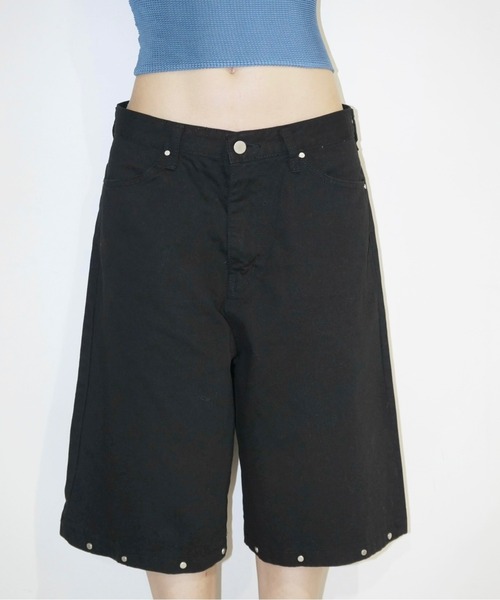 musubore(ムスボレ)の「【 select 】studs bermuda black denim PT / スタッズバミューダパンツ(デニムパンツ・レディース・ブラック・L/M)」の8枚目の写真