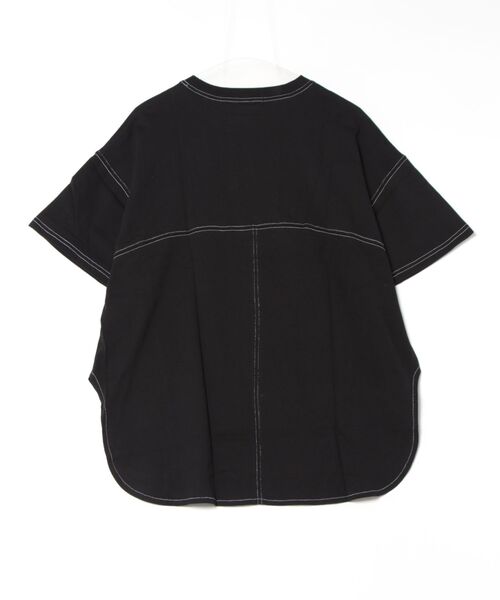 GORGE(ゴージ)の「《配色ステッチ×ラウンドヘム》レディース コットン 半袖Tシャツ ゆったり 体型カバー 春夏秋(Tシャツ/カットソー・レディース・オフホワイト/カーキ/ブラック/グレイッシュベージュ・F)」の18枚目の写真